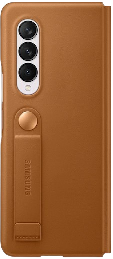 Samsung Galaxy Z Fold 3 Leather Flip Stand Cover Camel