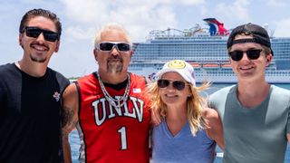 Guy Fieri with wife Lori and sons Hunter and Ryder in Guy's Ultimate Family Cruise