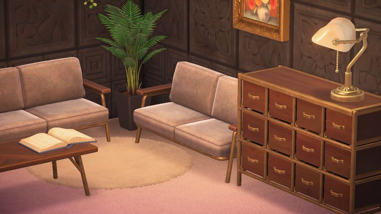 The gold interior trend recreated in Animal Crossing