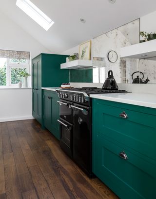 A ground floor extension gave Julie and James the chance to create their dream kitchen, with a vaulted ceiling and bold but sophisticated Shaker-style units