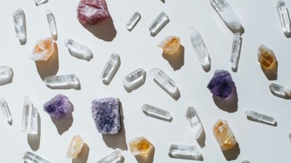 Crystals for protection on a white background