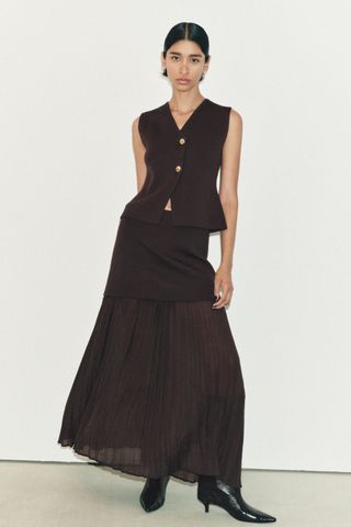 Combined Pleated Knit Skirt