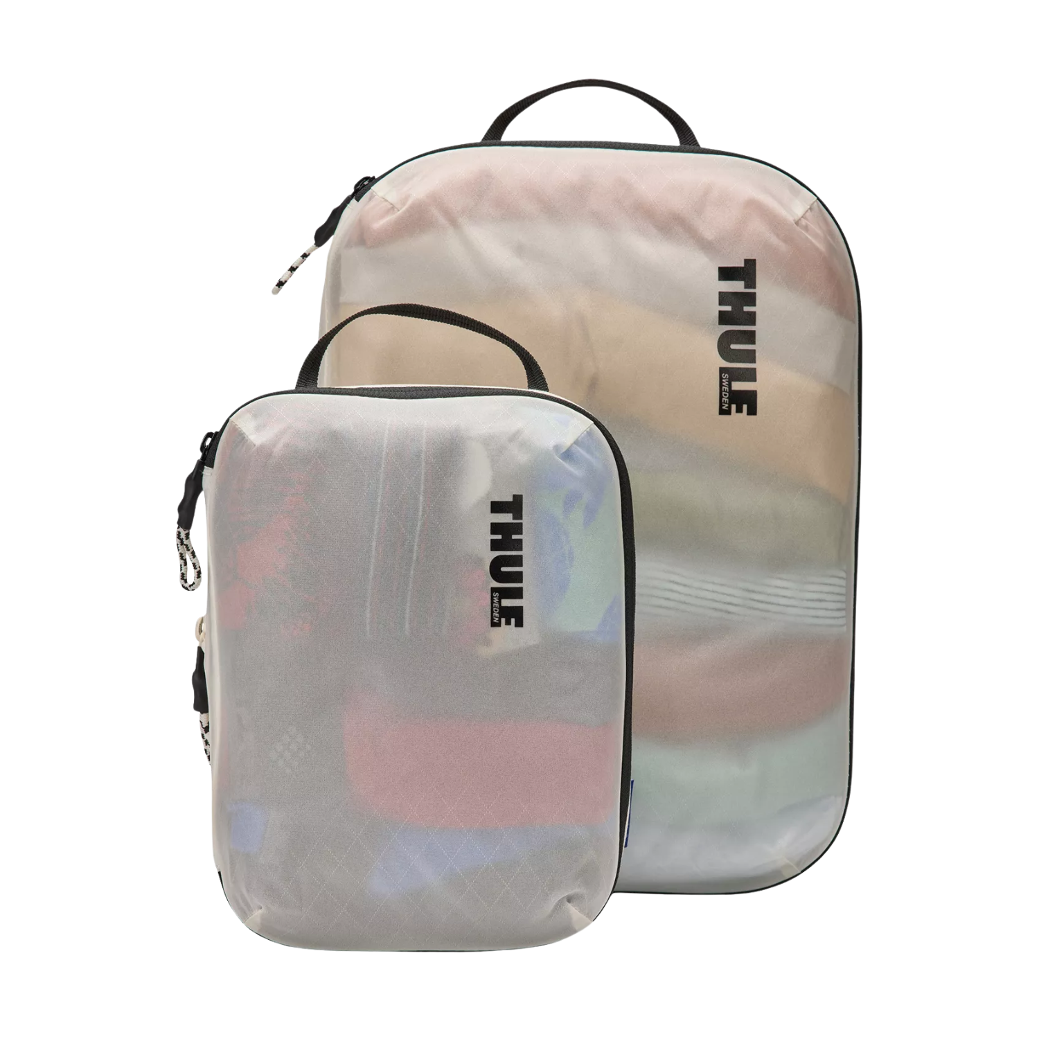 Translucent compression packing cubes 