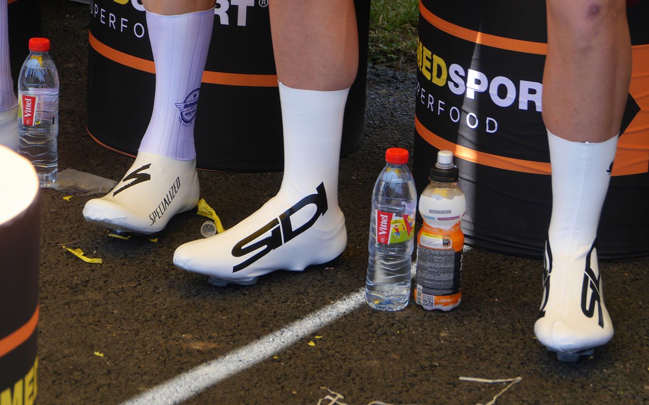 Most riders completed the stage with aero oversocks
