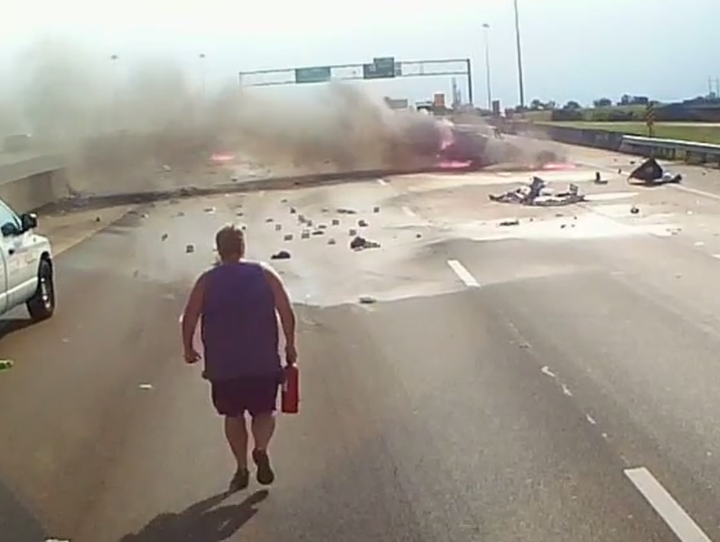 Trucker saves family from massive car crash