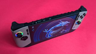MSI Claw 8 AI+ handheld gaming PC top view showing shouder triggers and USB-C ports