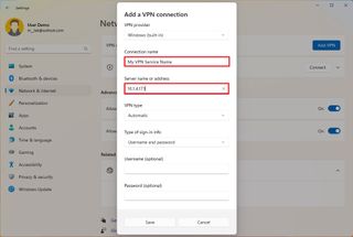 Create VPN connection on Windows 11