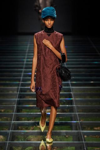 Prada F/W 24 runway, burgundy