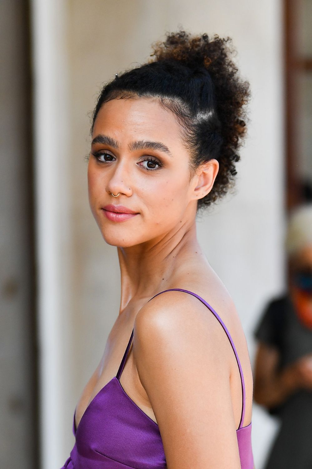 natalie emmanuel with a swept up pony