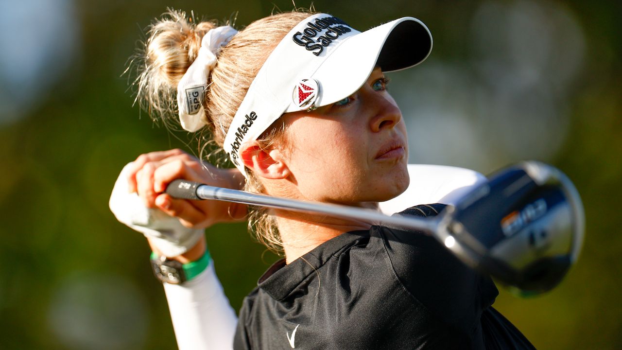 Nelly Korda takes a shot at the Annika Driven by Gainbridge at Pelican