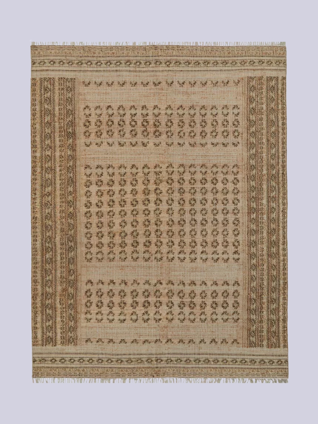 Etsy UK, Handwoven Textured Flatweave With Earthy Brown Geometric Folk Motifs