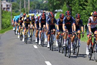 QUILLAN FRANCE JULY 10 Geraint Thomas of The United Kingdom Jonathan Castroviejo of Spain and Team INEOS Grenadiers and Teammates during the 108th Tour de France 2021 Stage 14 a 1837km stage from Carcassonne to Quillan LeTour TDF2021 on July 10 2021 in Quillan France Photo by Tim de WaeleGetty Images