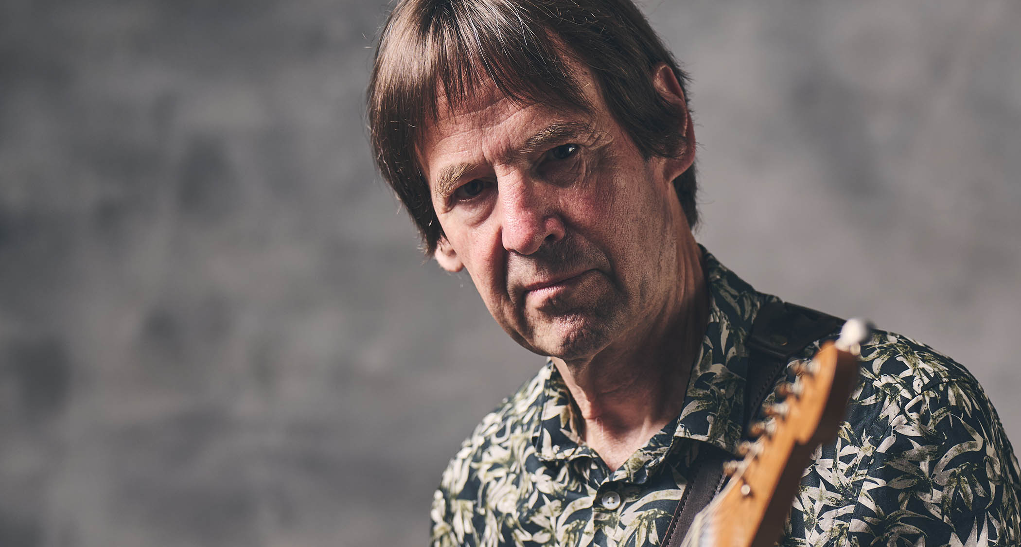 Dave Gregory is pictured with his Fender Strat