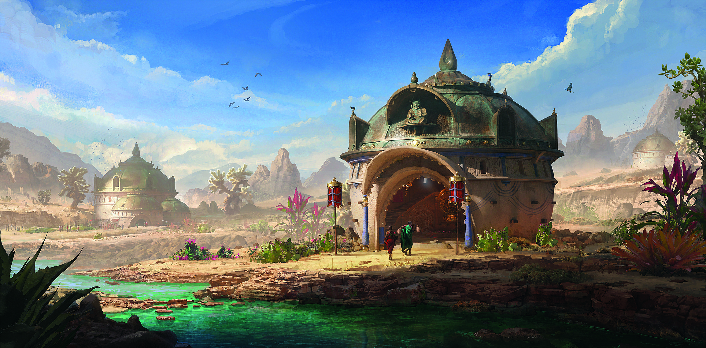 Paint believable environments; temple