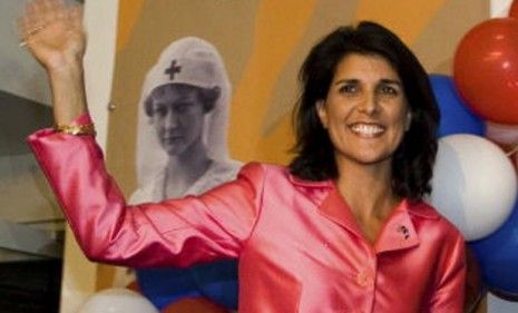 Nikki Haley celebrates winning the GOP run-off election.