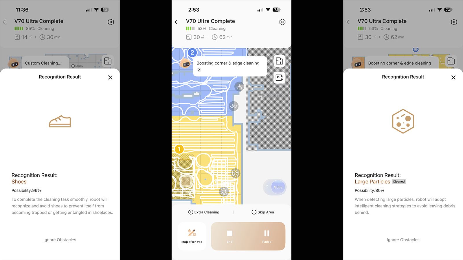 Screenshots from the MOVAHome app on iOS