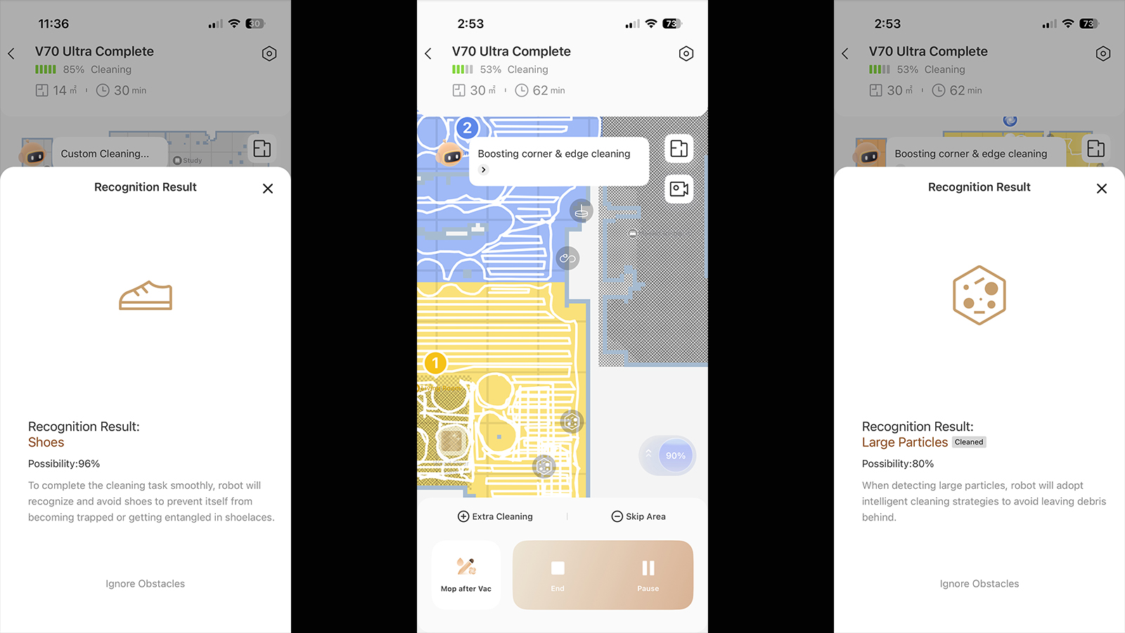 Screenshots from the MOVAHome app on iOS