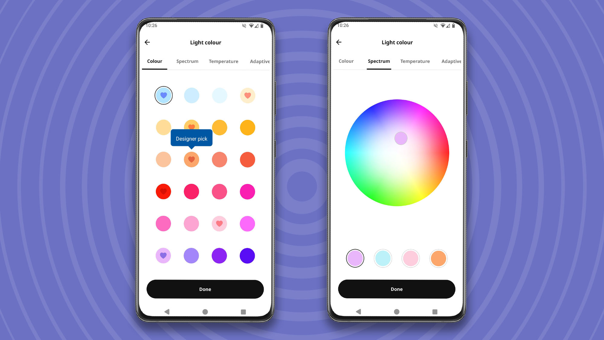 Adjusting IKEA Varmblixt lamp light colors in IKEA mobile app
