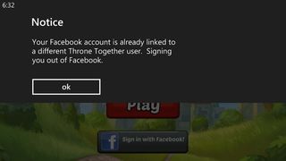 Throne Together for Windows Phone Facebook Error
