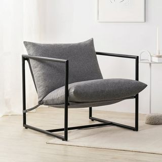 Zinus Aidan Metal Framed Sling Accent Chair, Light Grey
