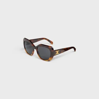 CELINE EYEWEAR, Triomphe Rectangular-Frame Tortoiseshell Acetate Sunglasses