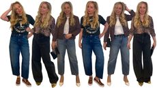 Antonia Kraskowski wears different styles of barrel leg jeans