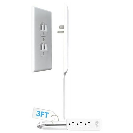 Sleek Socket Wall Outlet Concealer With 3 Ft Extension Cord With Multiple Outlets