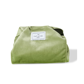 The Flat Lay Co. Drawstring Bag in Sage Green Velvet