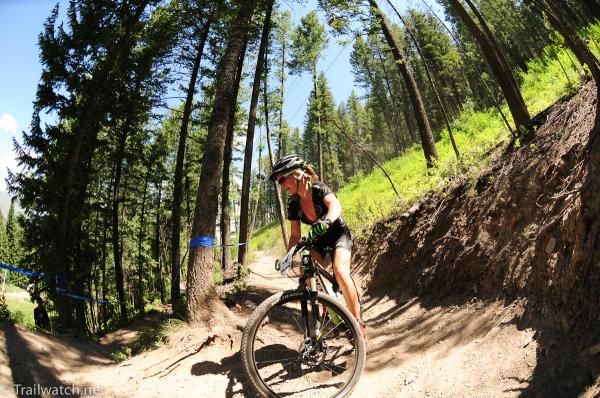 Heather Irmiger (Subaru-Trek) descending the switchbacks
