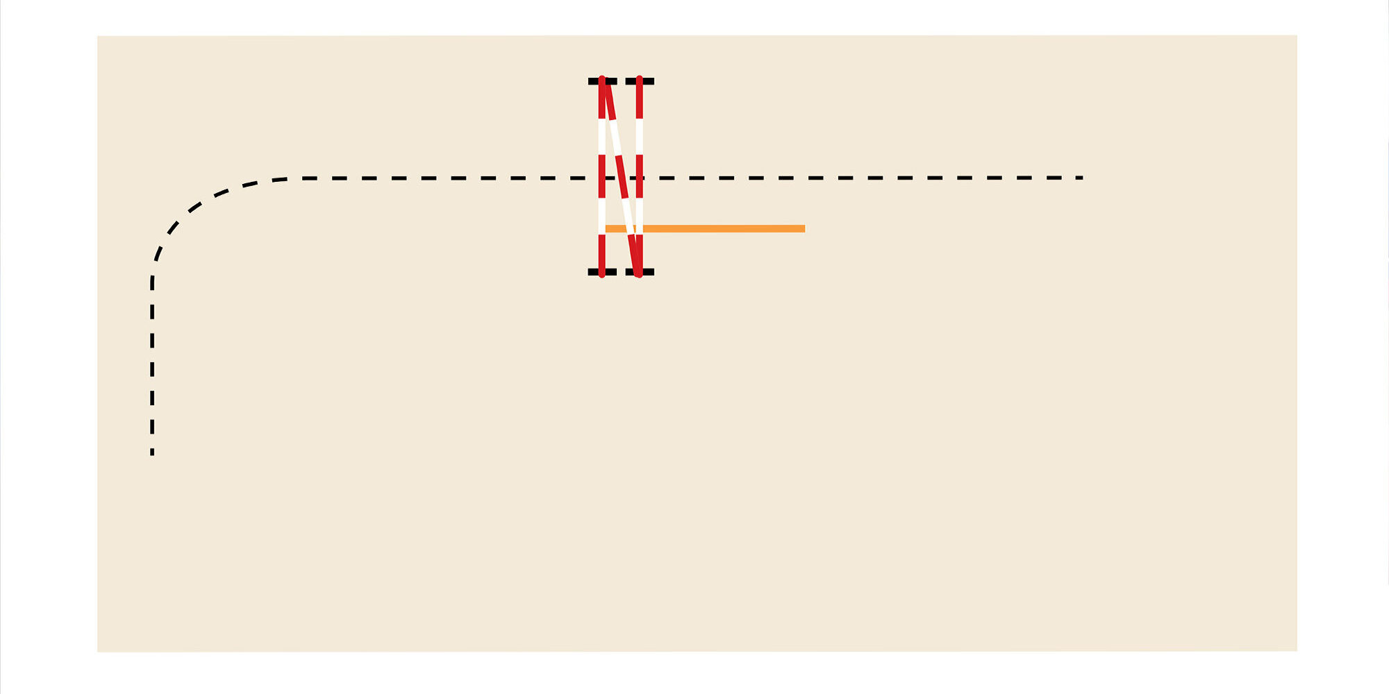 Diagram demonstrating where to lay the poles in Trevor Breen&amp;rsquo;s exercise to stop horses drifting over a jump