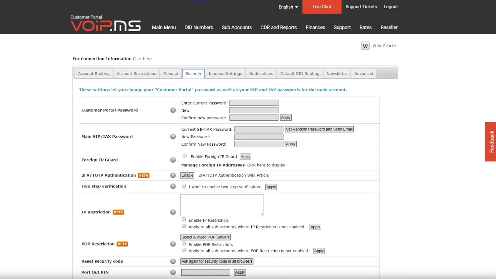 VoIP.ms sign up page screenshot