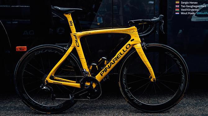 Froome rode an all-yellow Dogma F10 into Paris on the final day of the Tour de France