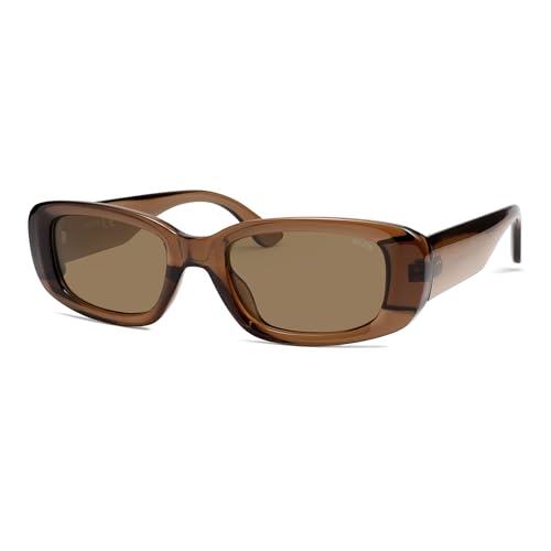 Sojos Retro Rectangle Polarized Sunglasses Women Men Trendy Y2k 90s Uv Protection Womens Mens Sun Glasses Sj2375, Brown Frame/light Brown Lens