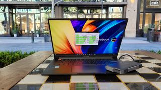 SanDisk Pro-Blade with laptop and benchmarks