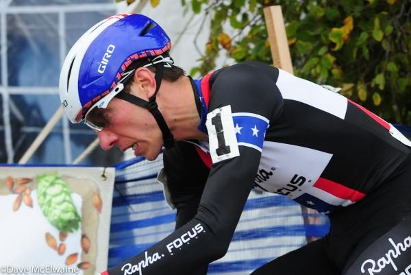 Jeremy Powers (Rapha Focus) with one lap to go