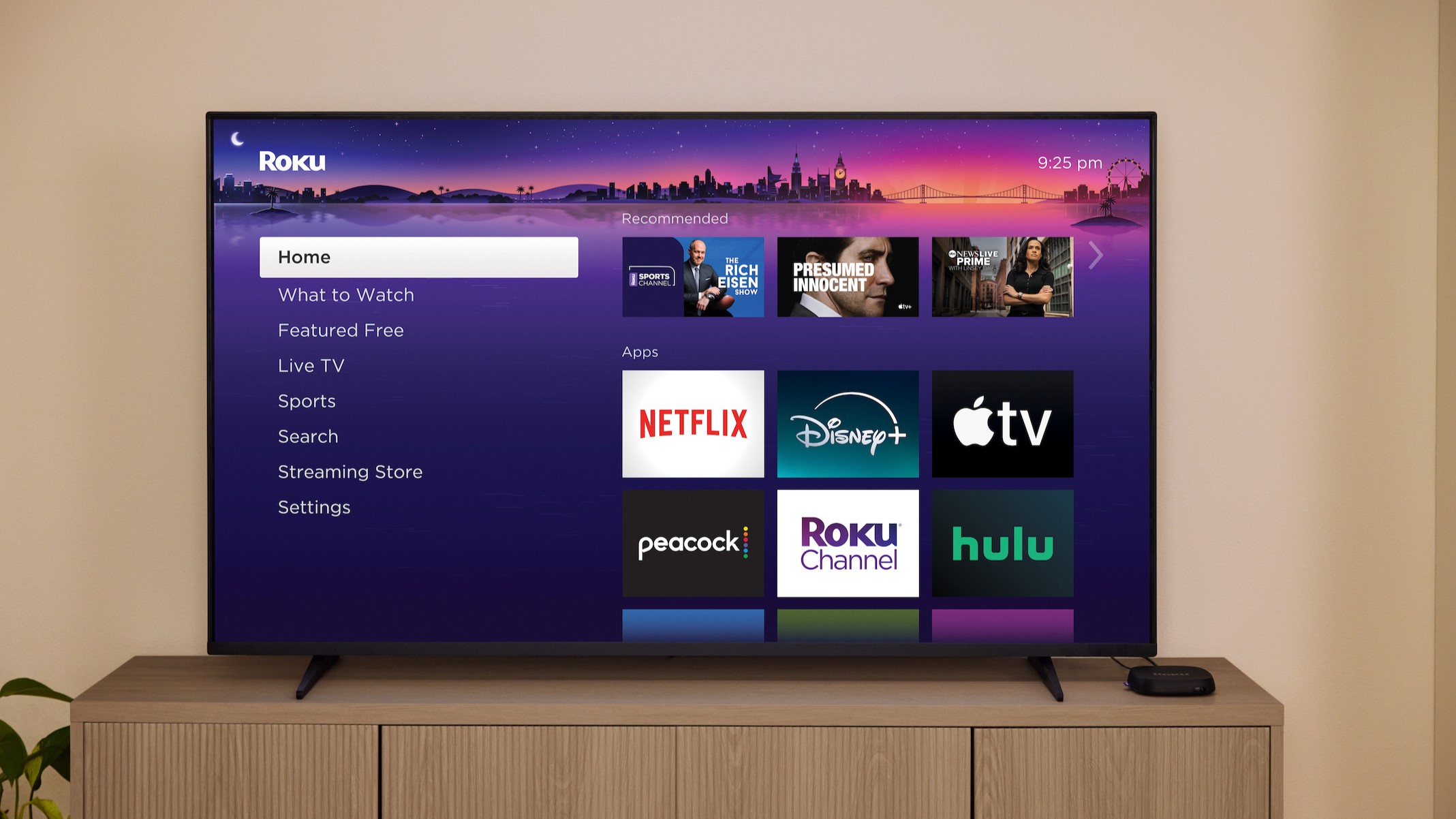 An example of Roku's home screen.