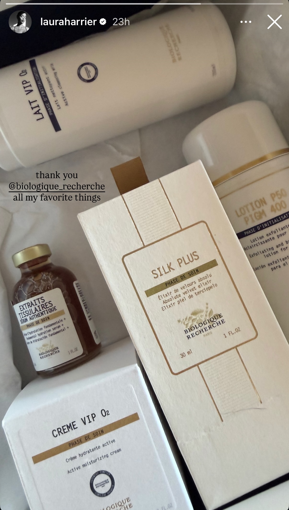 A screenshot of Laura Harrier's Instagram story.