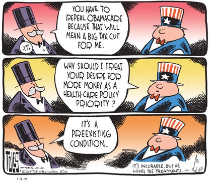 Political cartoon U.S. one percent repeal Obamacare