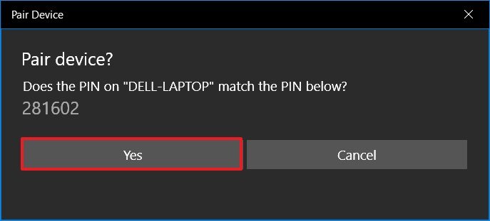 Pair device confirmation