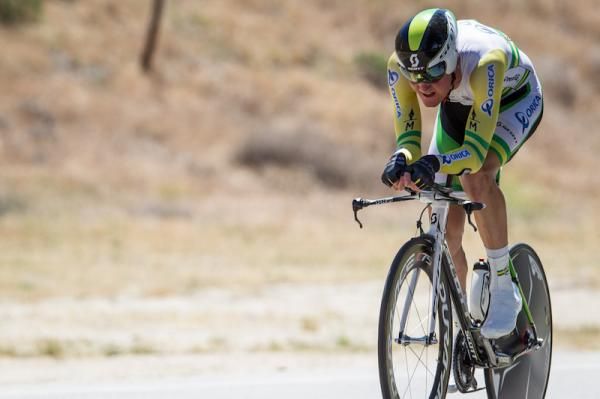 Luke Durbridge (Orica Greenedge) shows off his Australian National Champ colors.