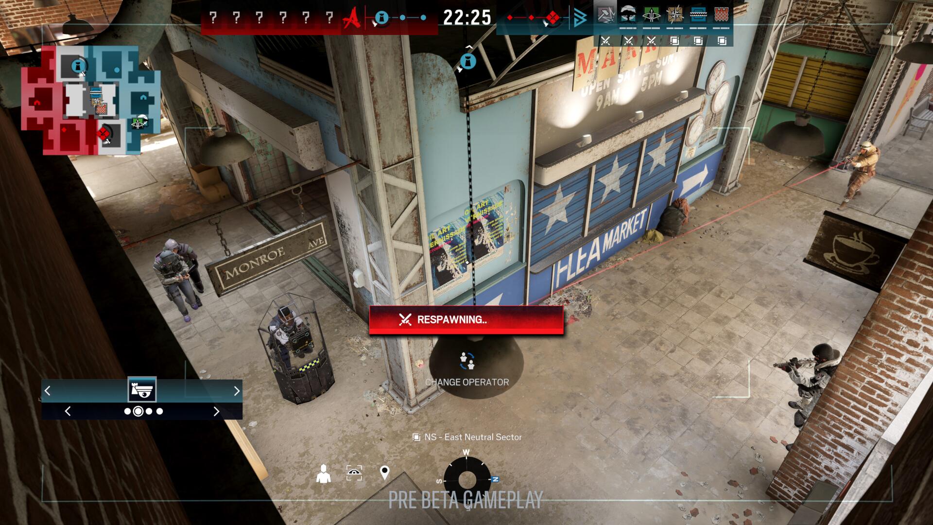 A top down view of action in Tom Clancy's Rainbow Six Siege X's new Dual Front mode, on the District map