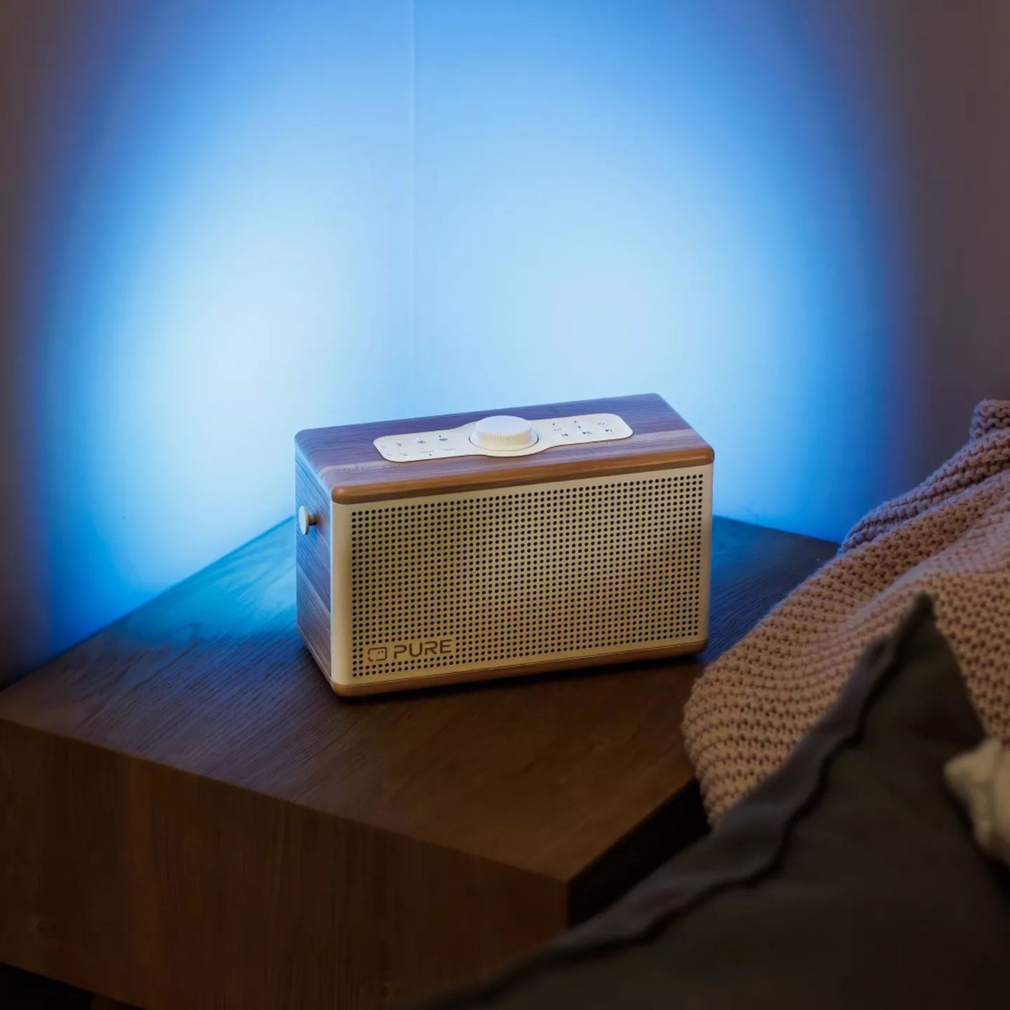 Pure, Classic Aura Bluetooth Speaker With Lights in Oak