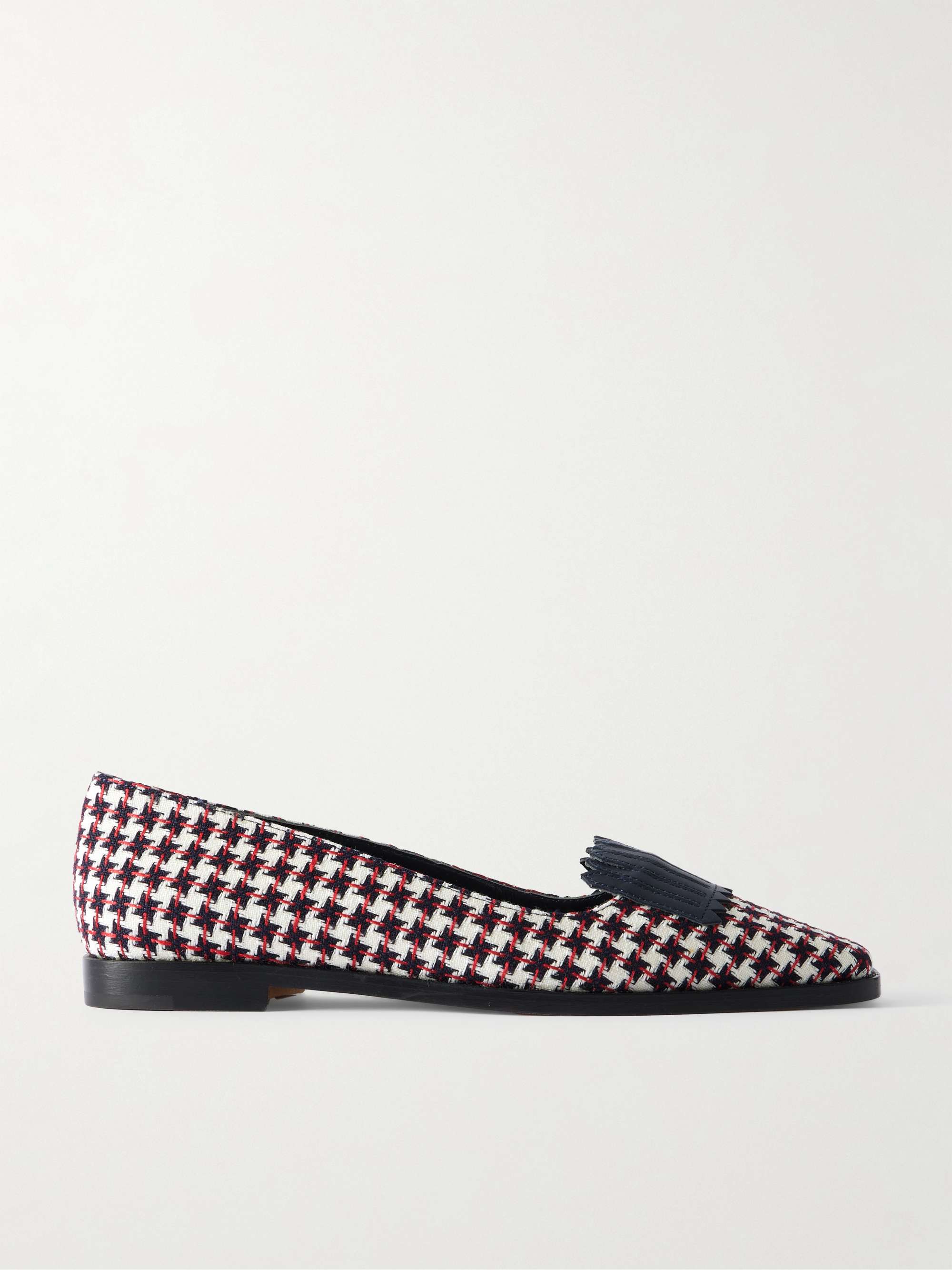 Pausaniasbi Leather-Trimmed Embroidered Tweed Loafers