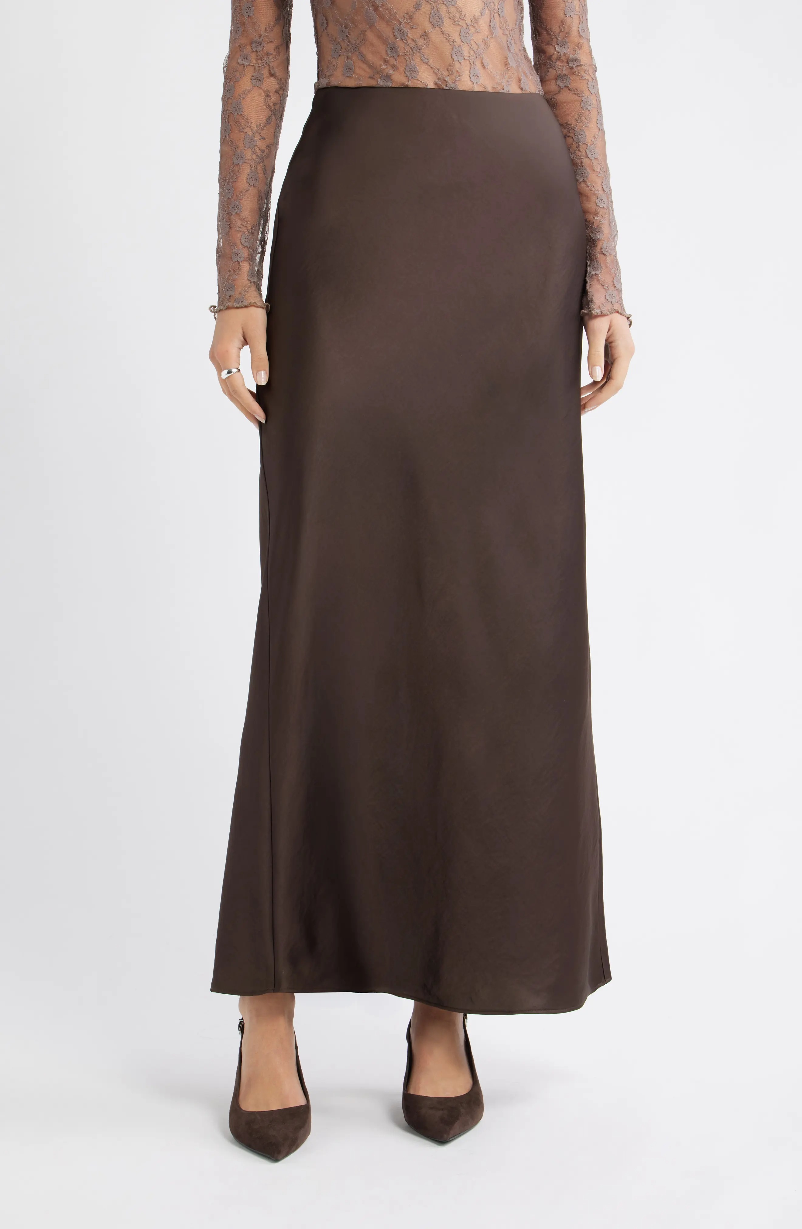 Open Edit, Satin Midi Skirt
