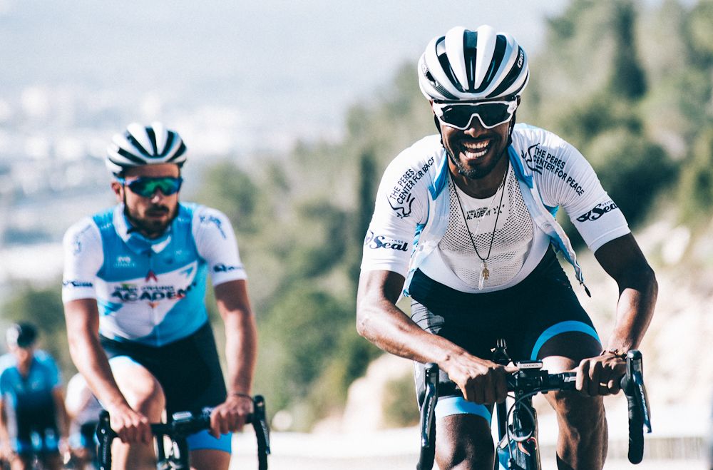 Awet Gebremmedhin at the Israel Cycling Academy camp in the Negev Desert