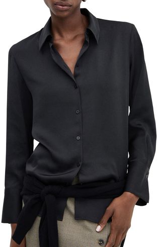 Satin Button-Up Shirt