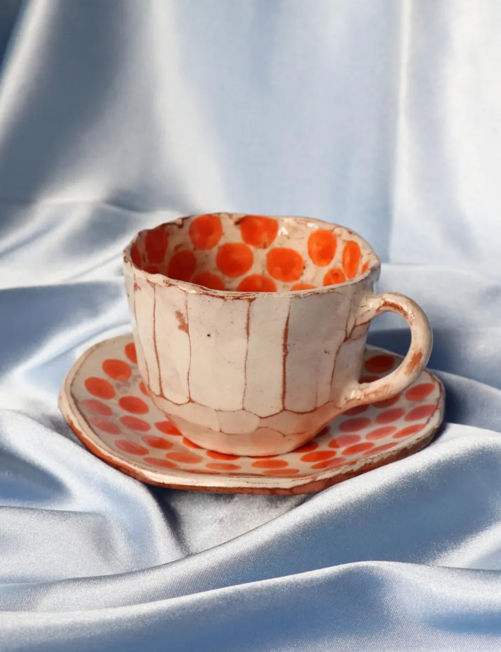 Handmade polka dot tea cup