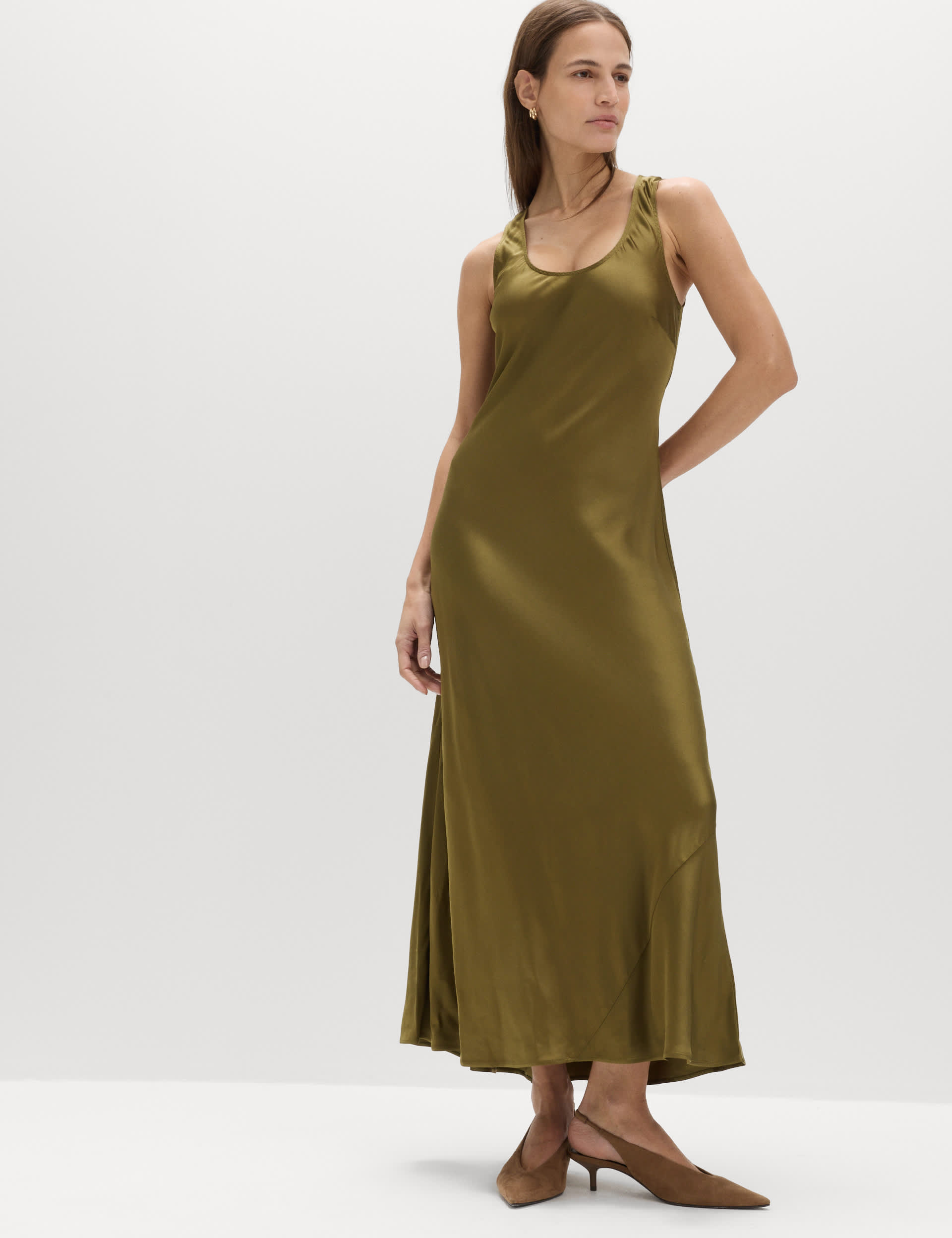Satin Scoop Neck Midaxi Slip Dress
