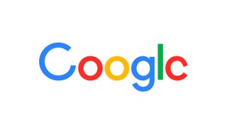 A shot of the Google logo with parts of the font missing on a white background