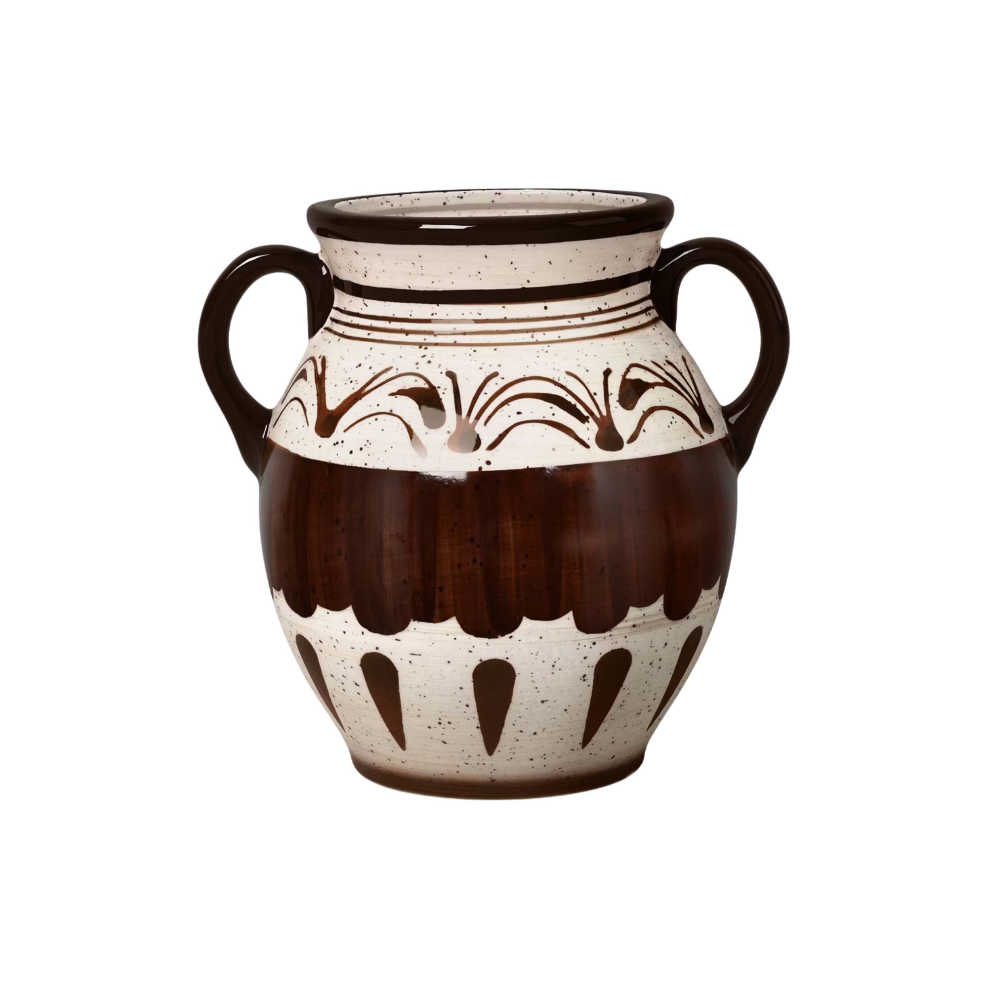 brown and white ceramic vase